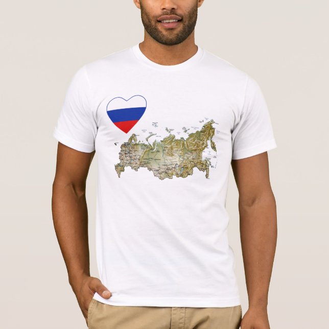 Russland-Flaggen-Herz und Karten-T - Shirt (Vorderseite)
