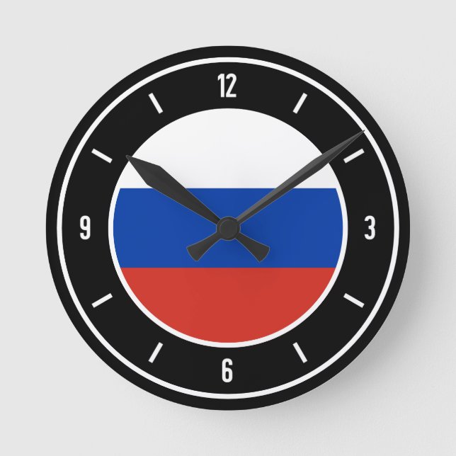 Russland-FlaggenElegant Runde Wanduhr (Vorderseite)