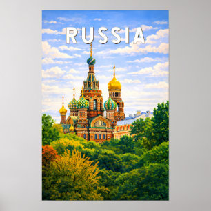 Russland Illustration Reise Kunst Vintage Poster