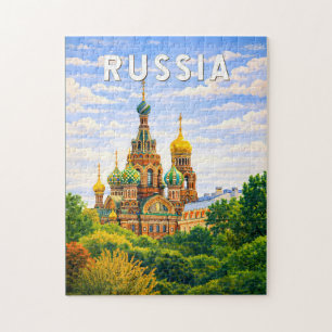Russland Illustration Reise Kunst Vintage Puzzle