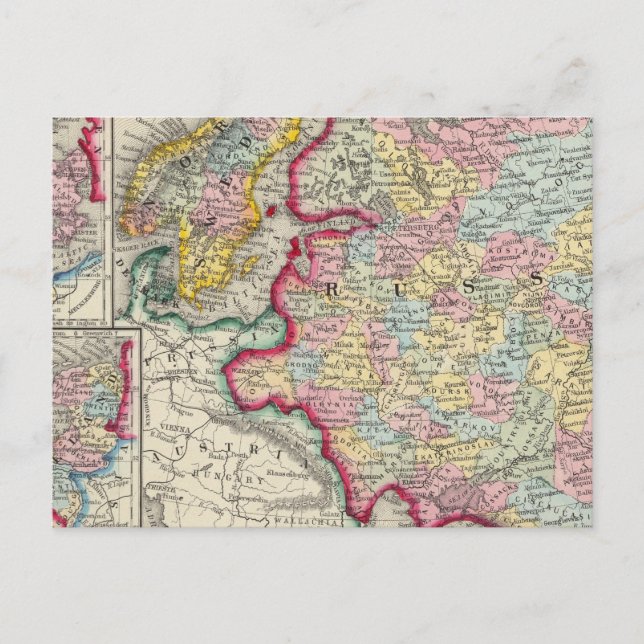 Russland in Europa, Schweden und Norwegen Postkarte (Vorderseite)