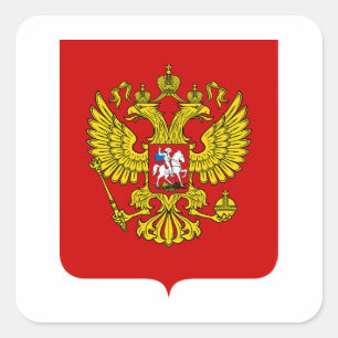 Russland Landeswappen Symbol Emblem Flagge Quadratischer Aufkleber
