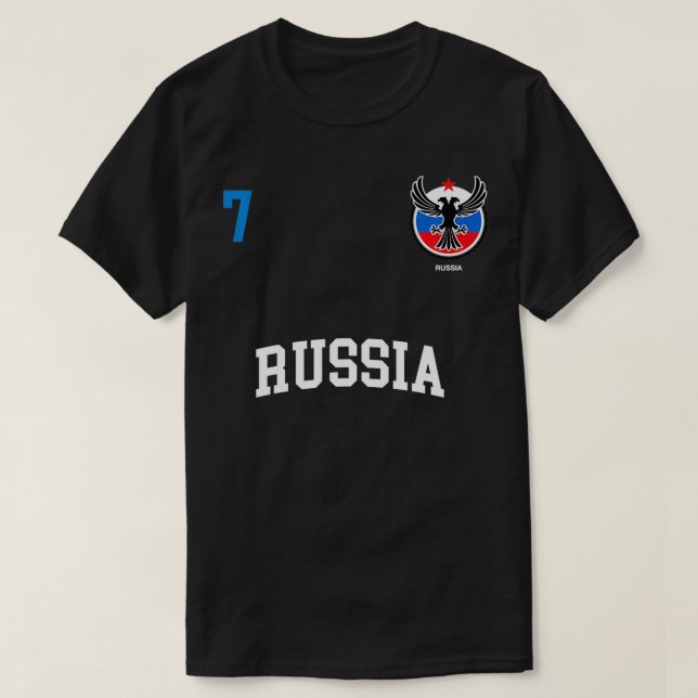 Russland Mannschaftssportnummer 7 Fußball Russisch T-Shirt (Design vorne)