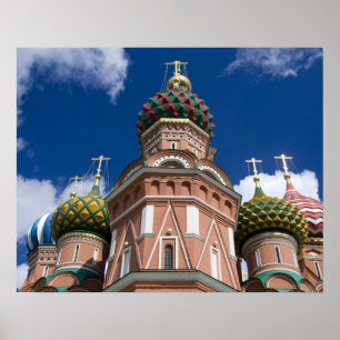Russland, Moskau, Roter Platz. Basilius-Kathedrale Poster