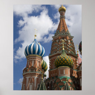 Russland, Moskau, Roter Platz. Basilius-Kathedrale Poster