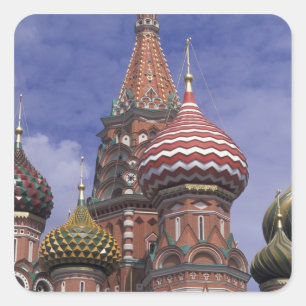 Russland, Moskau, Roter Platz. berühmte Zwiebeln v Quadratischer Aufkleber