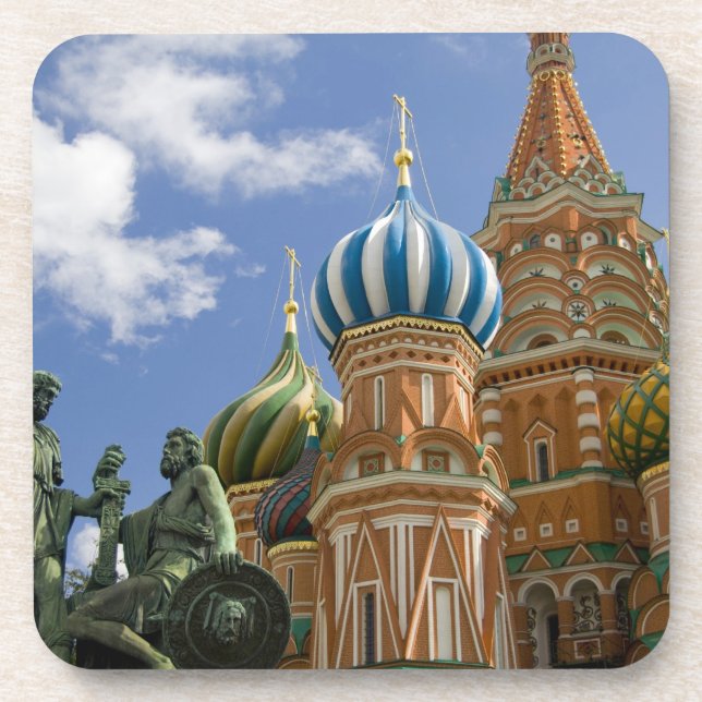 Russland, Moskau, Roter Platz. St. Basil's 3 Untersetzer (Vorderseite)