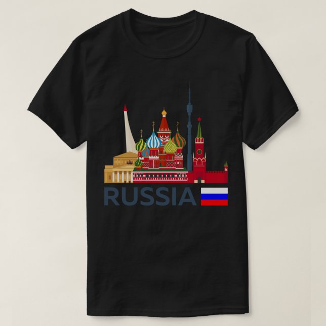 Russland, Moskauer Skyline. Kreml-Sticker T-Shirt (Design vorne)