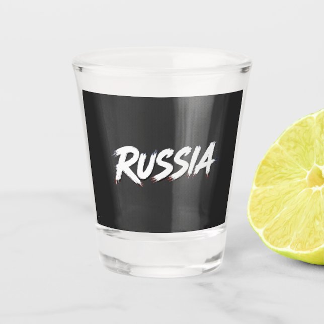 Russland-Pinsel-Flaggentypografie-Design Schnapsglas (Vorderseite)