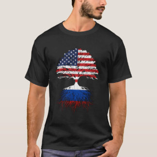 Russland Roots Russisch-Amerikanische Flagge Einwa T-Shirt
