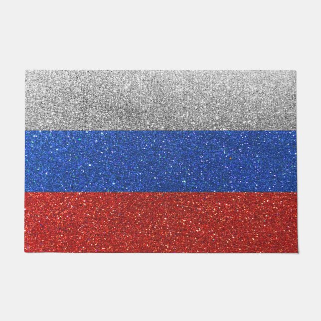 Russland Russische Flagge Glitzer Reisen Willkomme Fußmatte (Vorderseite)