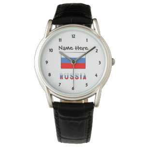 Russland Russische Flagge Schwarz Personalisierung Armbanduhr