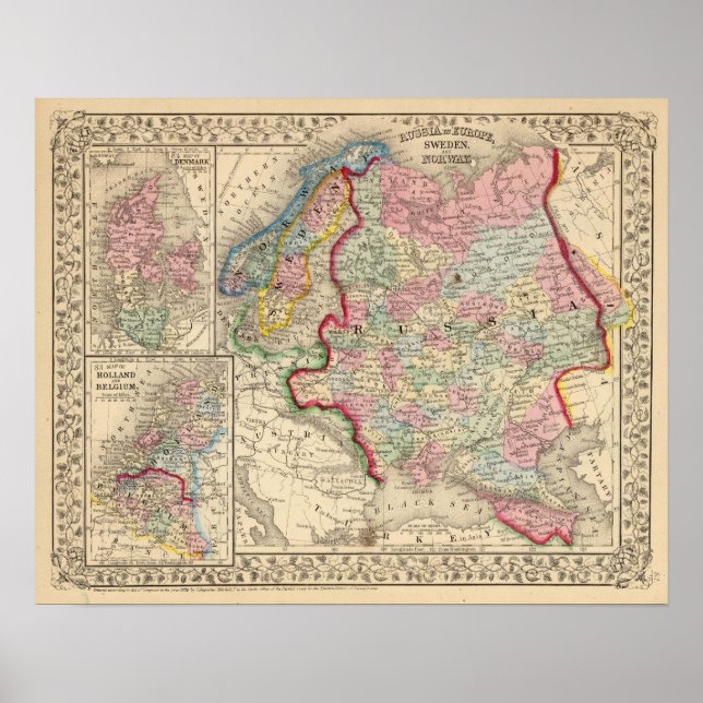 Russland, Schweden, Norwegen - Karte von Mitchell Poster (Vorne)