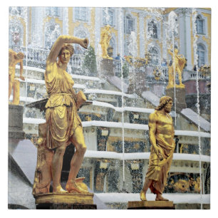 Russland, St. Petersburg, Peterhof, Samson und Fliese