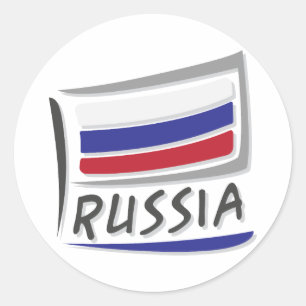 Russland - Stolperflagge X Runder Aufkleber