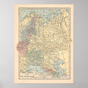Russland Ukraine Vintag 1923 Karte drucken Poster