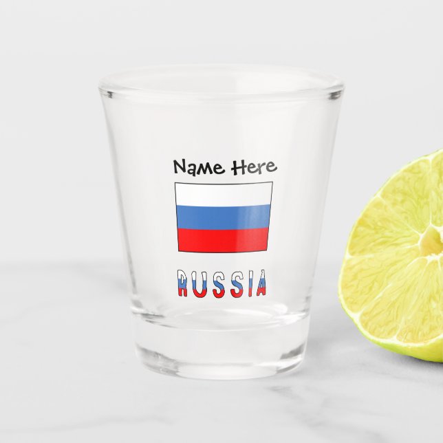 Russland und Russische Flagge mit Ihrem Namen Shot Schnapsglas (Vorderseite)