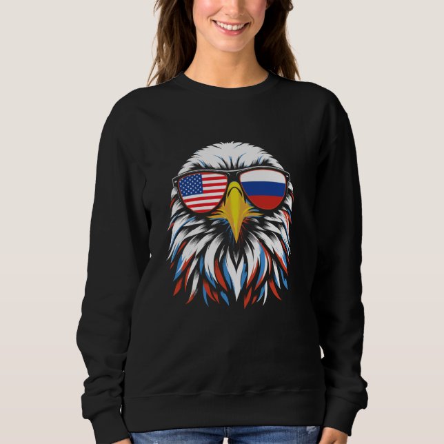 Russland USA Flagge Halb Russisch Amerikanisch Pat Sweatshirt (Vorderseite)