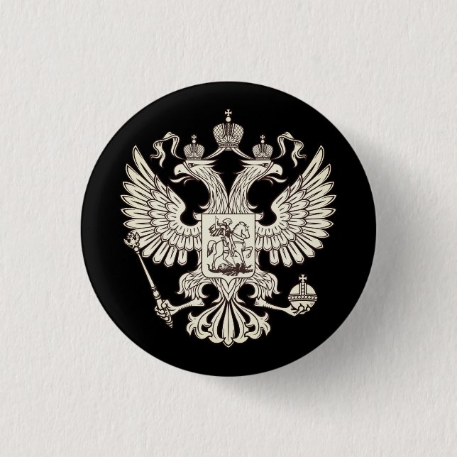 Russland - Wappen - weiße Version Button (Vorderseite)