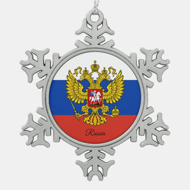 Russlands Schneeflocke, russische Flagge Schneeflocken Zinn-Ornament (Vorderseite)