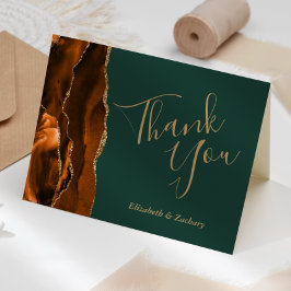 Rust Agate Gold Smarald Green Wedding Vielen Dank Karte