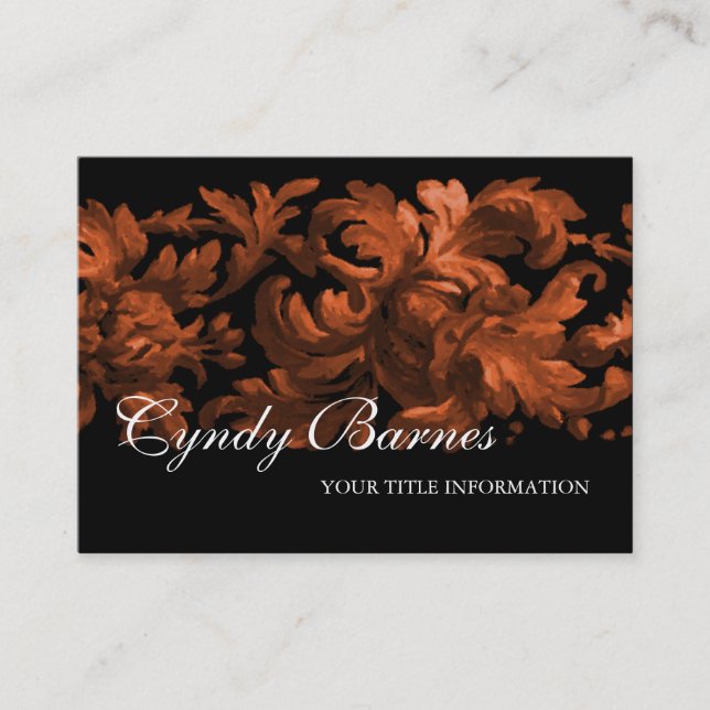Rust and Black Acanthus Scroll Business Card Visitenkarte (Vorderseite)