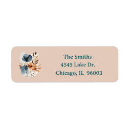 Rust and Blue Boho Floral Return Address Label
