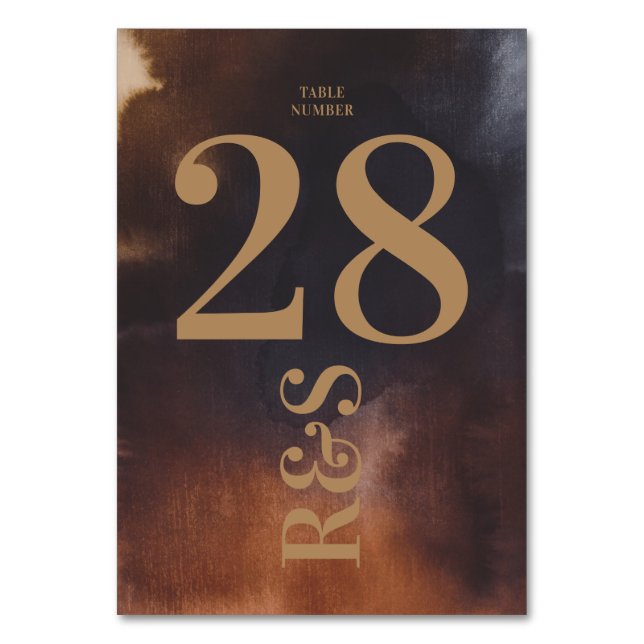 Rust Art Big Monogram Modern Bold Simple Wedding Tischnummer (Vorderseite)