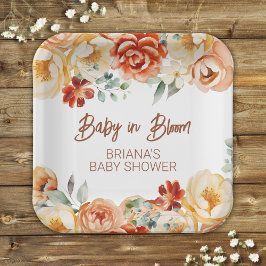 Rust Beige Bläschen neutrale Babydusche Pappteller