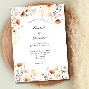 Rust Beige Boho Wildblumen Botanische Hochzeit Einladung