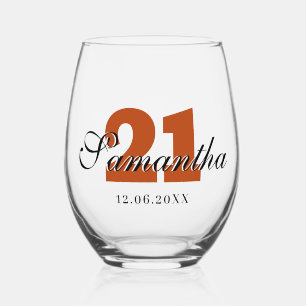 Rust Birthday Nummer Black 3D Name Date Weinglas Ohne Stiel