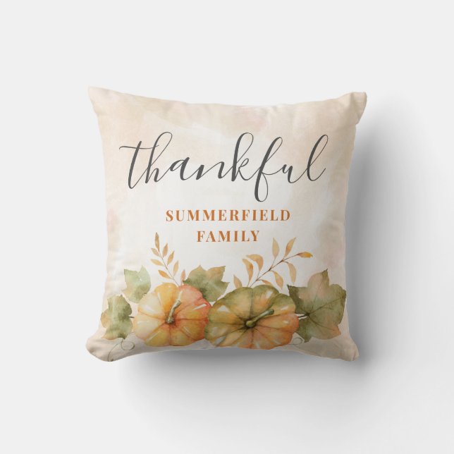 Rust Blätter Pumpkin Dankbarkeit Familien Fall Dec Kissen (Vorderseite)