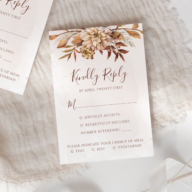 Rust Bohemisch Pampas Grass Wedding RSVP Karte (Von Creator hochgeladen)