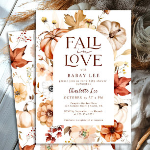 Rust Boho Fall in Liebe Floral Pumpkin Baby Dusche Einladung