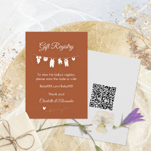 Rust-Boho-Minimalist-Geschenkliste für Baby-Einwei Begleitkarte