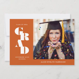 Rust Bold Serif Single Photo Graduation Ankündigung