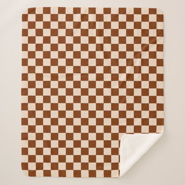 Rust brown and beige checkerboard pattern sherpadecke (Vorderseite)
