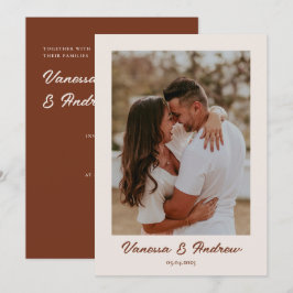 Rust Brown Boho Minimalistische Foto Hochzeit Einladung