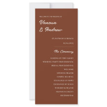 Rust Brown Elegante Modern Wedding Ceremony Card