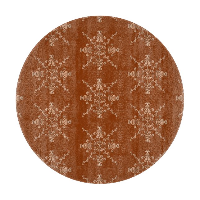 Rust Brown Indian Boho Line Art Symmetry Pattern Schneidebrett (Vorderseite)