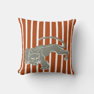 Rust Brown Safari Streifen Kissen mit Leopard