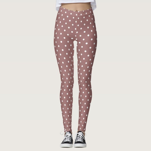 Rust Brown Women's Polka Dot Leggings (Vorderseite)