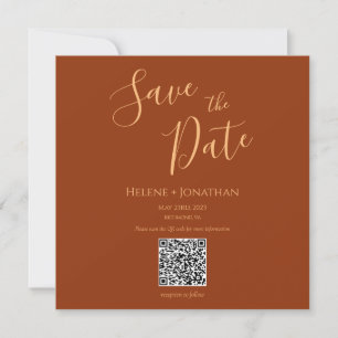 Rust Burnt Orange Save the Date QR-Code Einladung