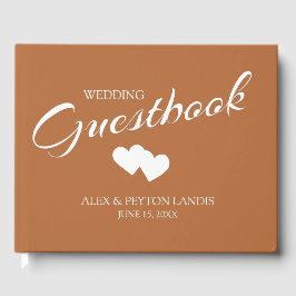 Rust Burnt Orange White Wedding 2 Herz Namen Gästebuch