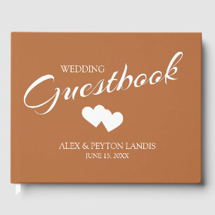 Rust Burnt Orange White Wedding 2 Herz Namen Gästebuch