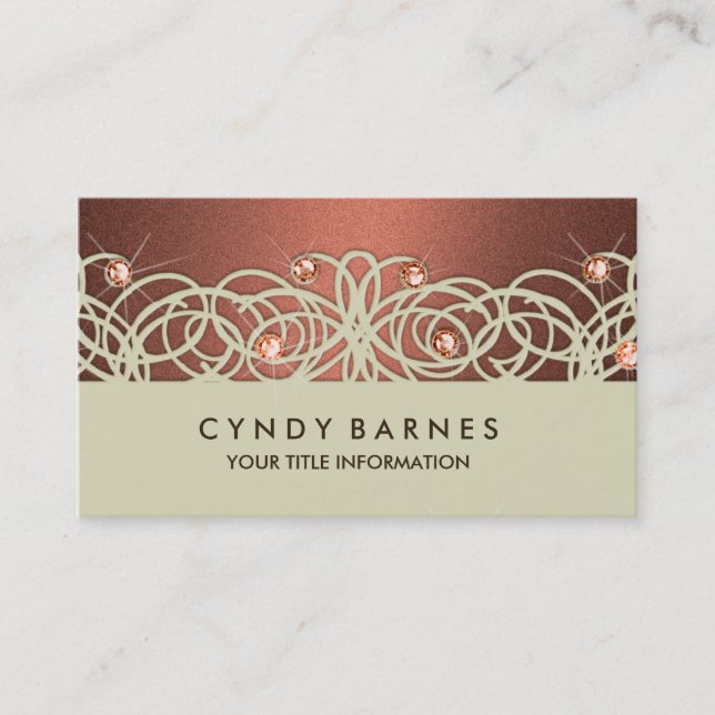 Rust Crystals und Lace Business Card Visitenkarte (Vorderseite)