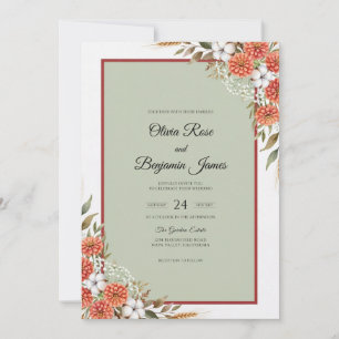 Rust-Dahlie-Hochzeit Einladung