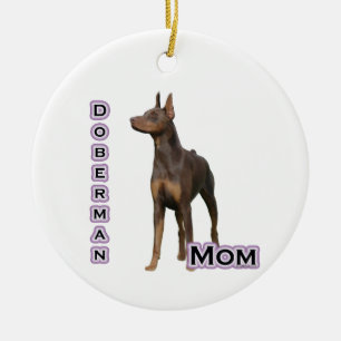 Rust Doberman Mama 4 - Schlüsselanhänger Keramik Ornament