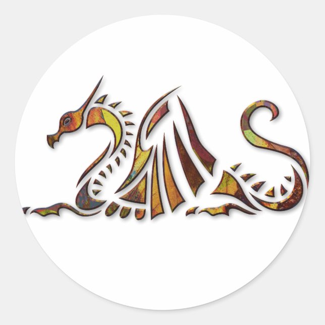 Rust Dragon Runder Aufkleber (Vorderseite)