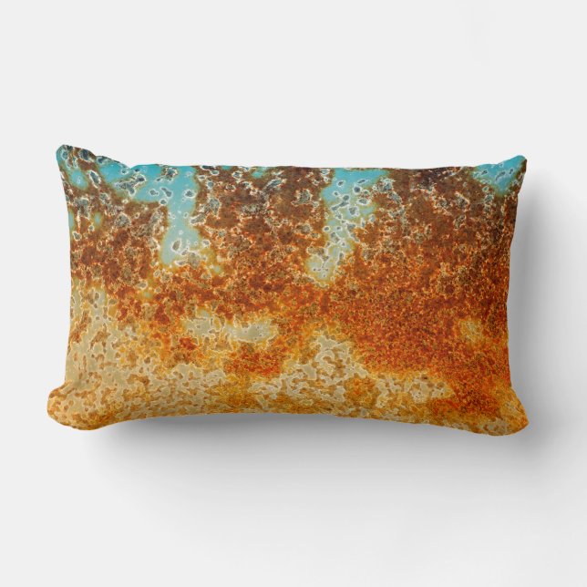 Rust Dusty Turquoise Industrial Abstrakt Lendenkissen (Vorderseite)